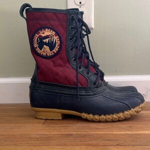 L.L. Bean Explorer Boots in Maroon and Navy